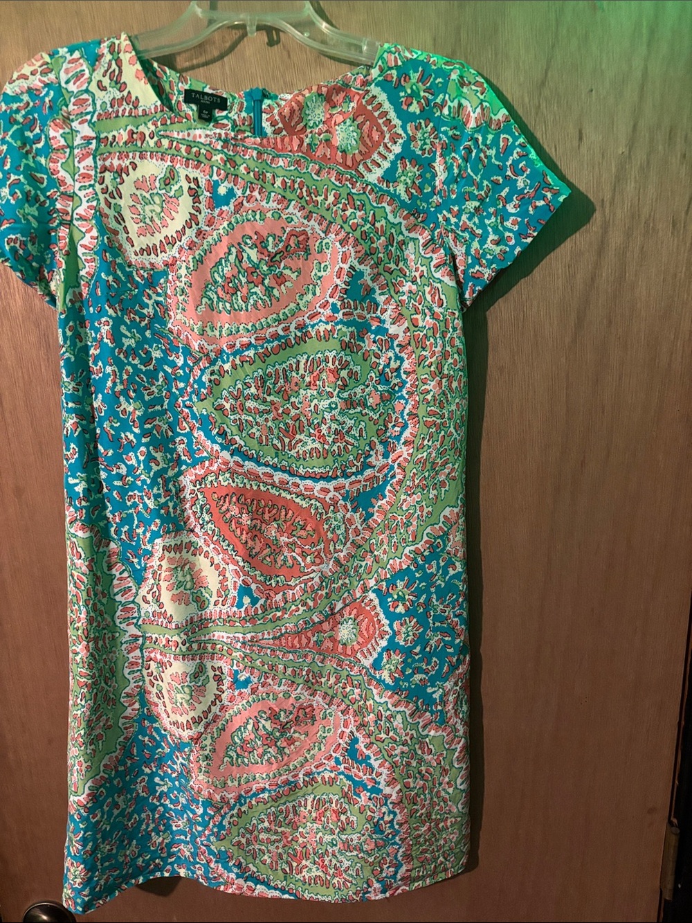 Talbots Turquoise, Coral & Green Paisley Shift Dress